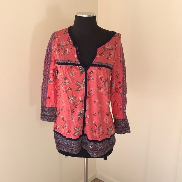 NWT! LUCKY BRAND Coral Printed Size S Top - Picture 3 of 8
